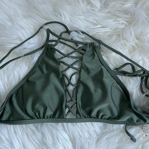 2 piece women’s green bikini size small - Picture 4 of 8